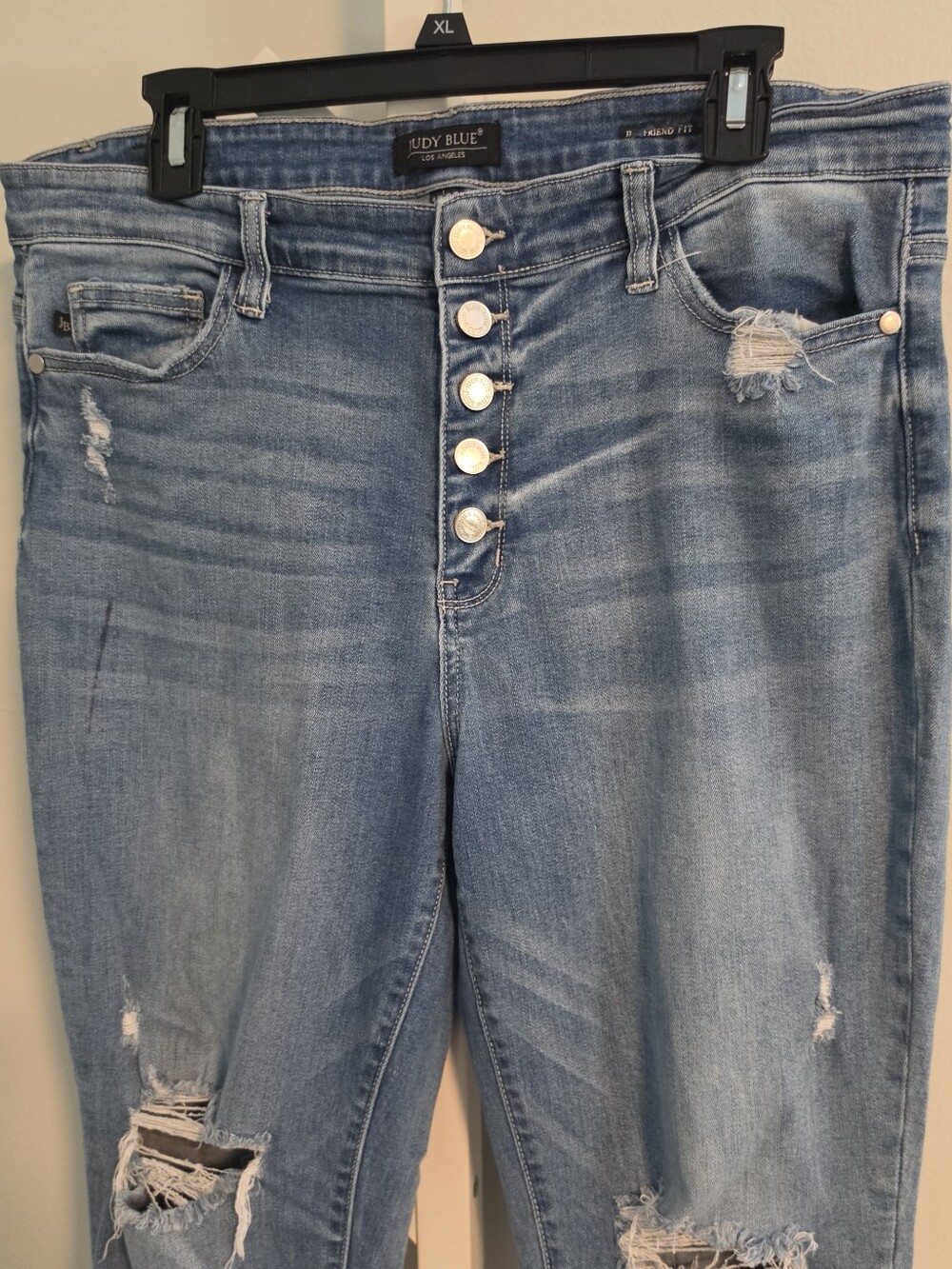 Judy Blue Boyfriend Fit High Rise Button Fly Distressed Jeans 15 32 14 16 - Picture 8 of 11